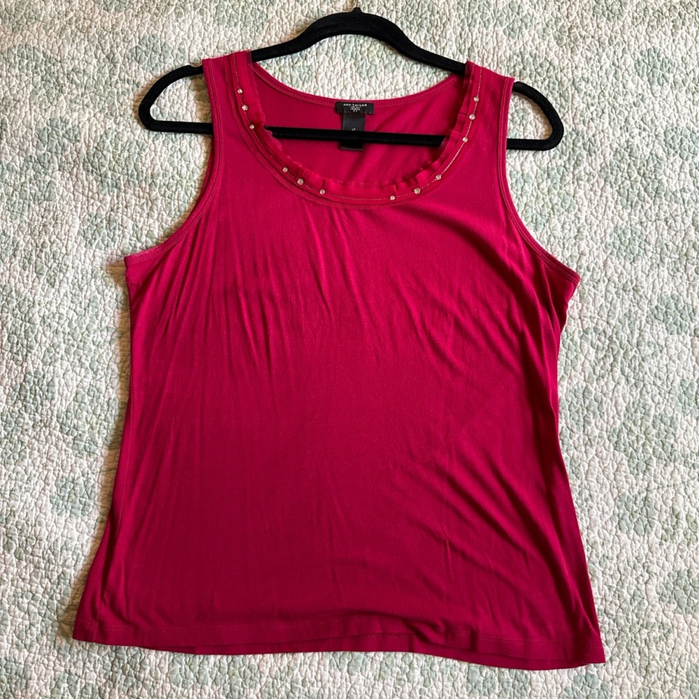 Ann Taylor Fuchsia Tank Top with Stud Accents